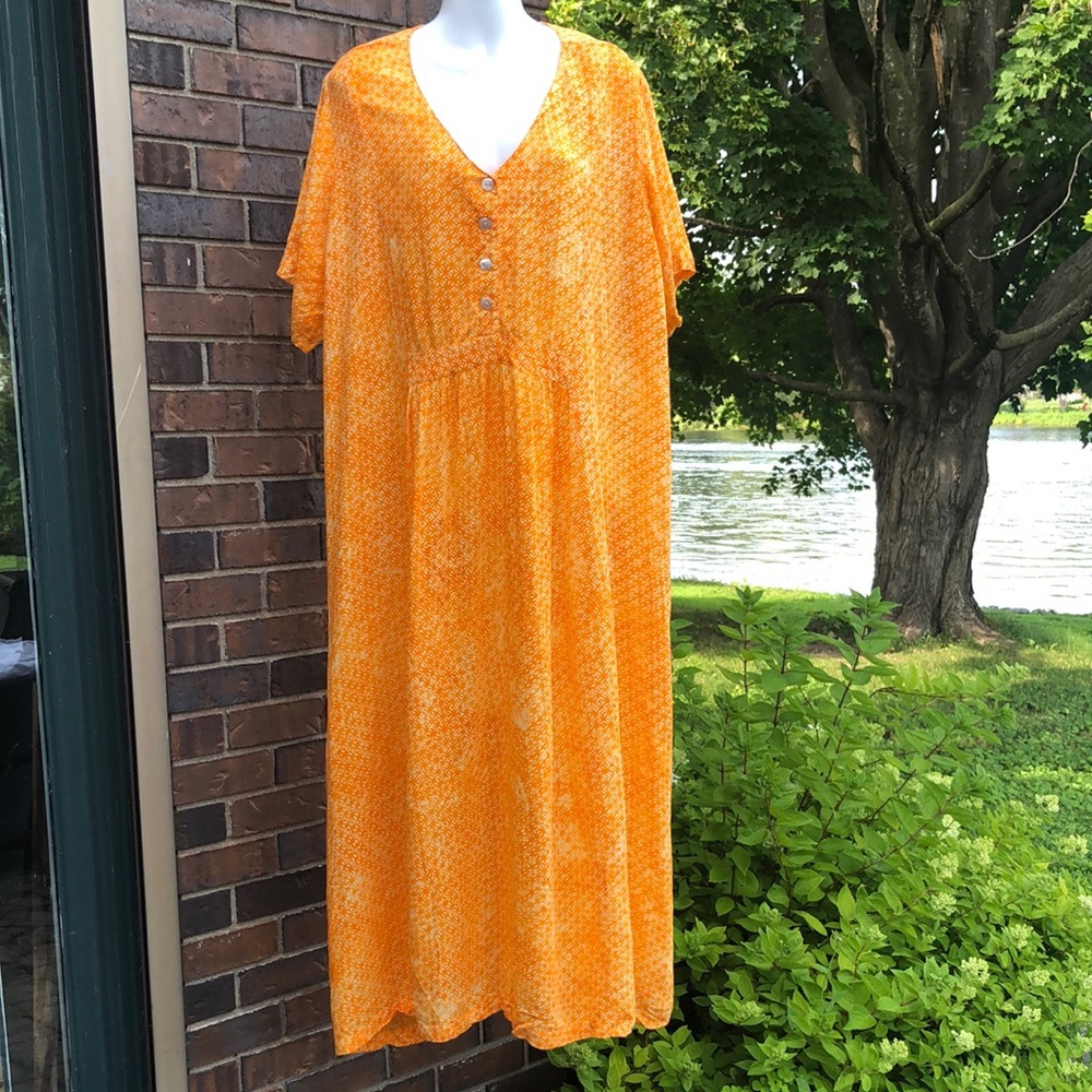 Bright Orange V-Neck Maxi Dress